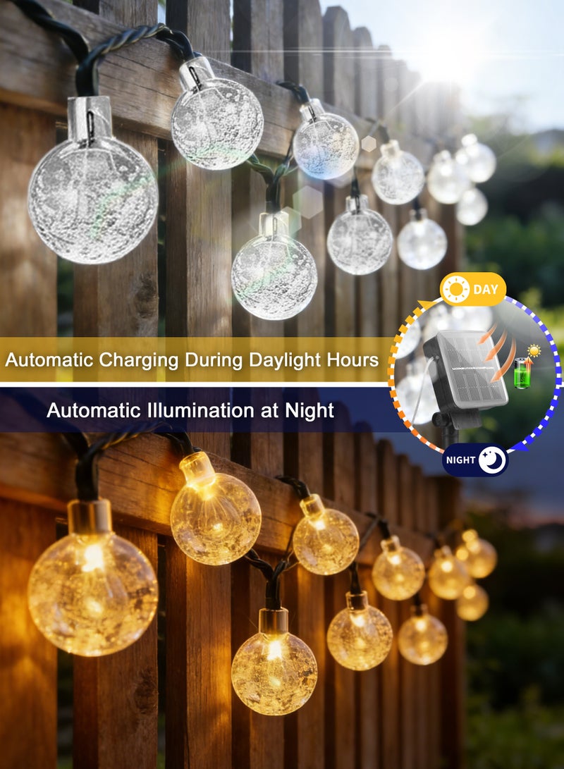 Necomi Solar String Lights Outdoor Waterproof Design 12-Meter String with 100 Lights LED Bead Diameter: 2.3 cm Features 8 Lighting Modes Ideal for Gardens, Courtyards, Porches, Weddings, Parties, and More (Warm White) - Image 5